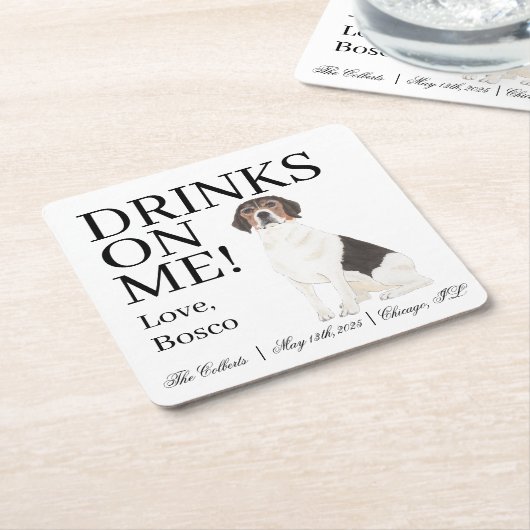 Beagle Wedding Kartonnen Onderzetters (Schuin)