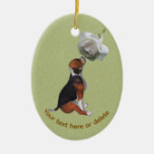 Beagle White Rose Dog Personalized Keramisch Ornament (Voorkant)