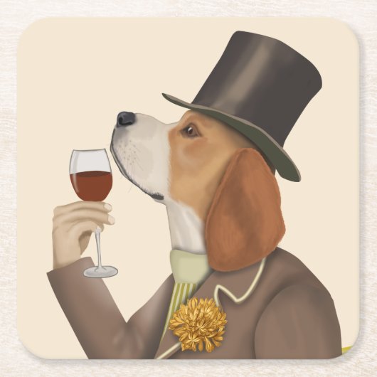Beagle Wine Snob Kartonnen Onderzetters (Voorkant)
