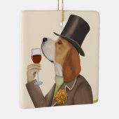Beagle Wine Snob Keramisch Ornament (Rechts)