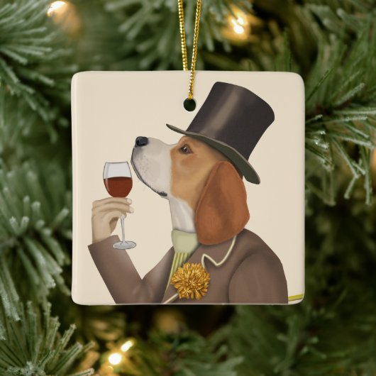 Beagle Wine Snob Keramisch Ornament (Boom)