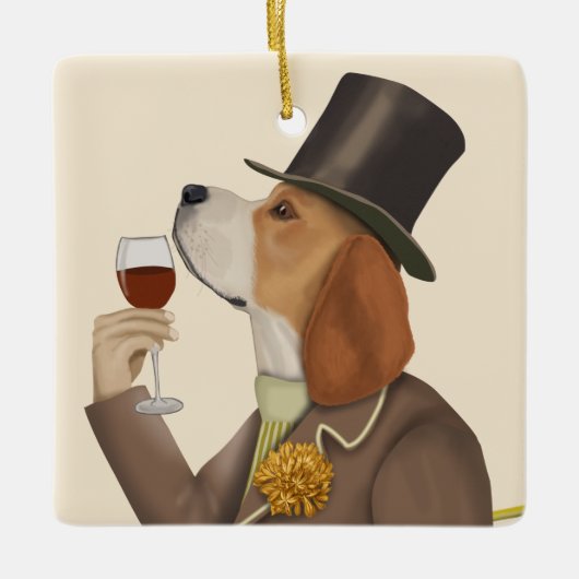 Beagle Wine Snob Keramisch Ornament (Voorkant)