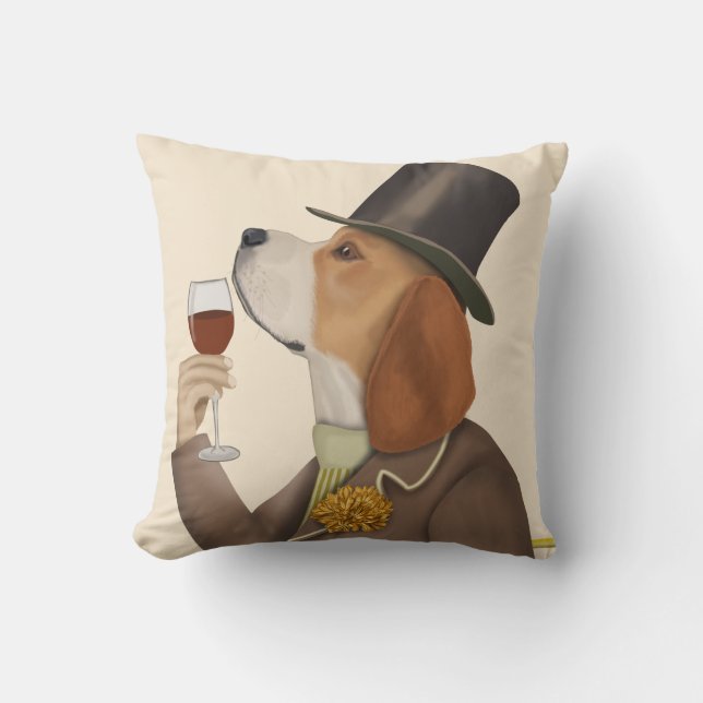 Beagle Wine Snob Kussen (Voorkant)