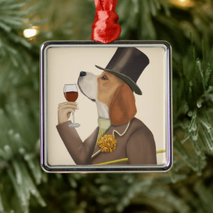 Beagle Wine Snob Metalen Ornament