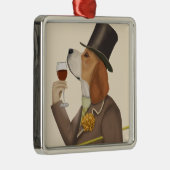 Beagle Wine Snob Metalen Ornament (Rechts)