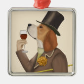 Beagle Wine Snob Metalen Ornament (Voorkant)
