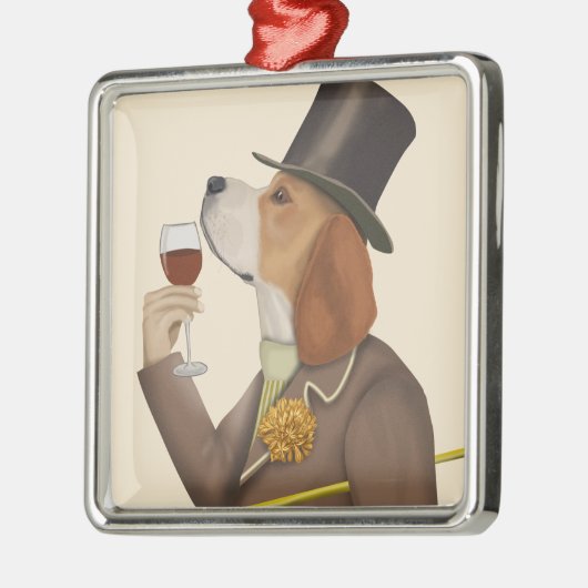 Beagle Wine Snob Metalen Ornament (Links)