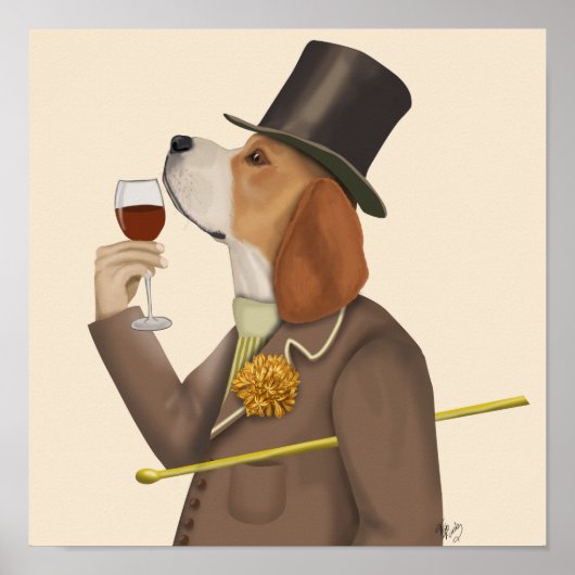 Beagle Wine Snob Poster (Voorkant)