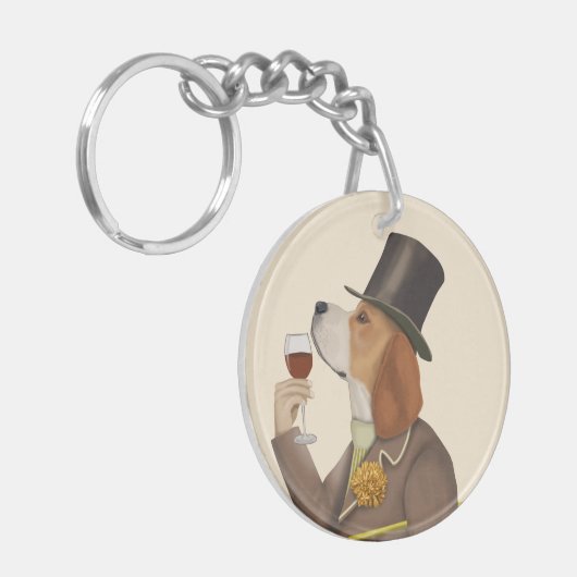 Beagle Wine Snob Sleutelhanger (Voorkant Links)