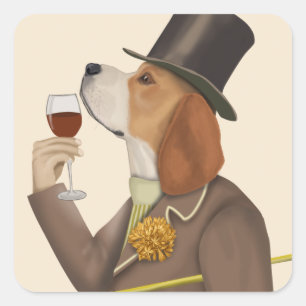 Beagle Wine Snob Vierkante Sticker