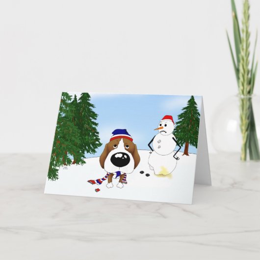 Beagle Winter Scene Feestdagen Kaart (Voorkant)