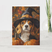 Beagle Witch Halloween Feestdagen Kaart (Voorkant)