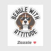 Beagle With Attitude Dog Wearing Sunglasses Sticker (Vel)