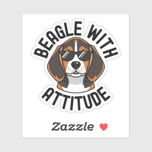 Beagle With Attitude Dog Wearing Sunglasses Sticker (Vel)