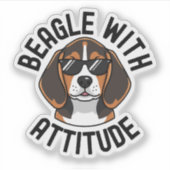 Beagle With Attitude Dog Wearing Sunglasses Sticker (Voorkant)