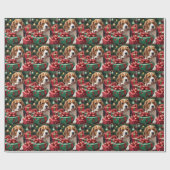 Beagle Wrapping Gifts Christmas Painting Cadeaupapier (Vlak)