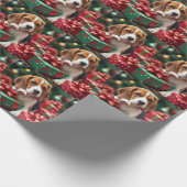 Beagle Wrapping Gifts Christmas Painting Cadeaupapier (Hoek)