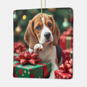 Beagle Wrapping Gifts Christmas Painting Keramisch Ornament (Links)