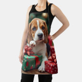 Beagle Wrapping Gifts Christmas Painting Schort (Insitu)