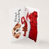 Beagle Xmas hond in Santa zak met doe-het-zelf wen Kaart (Binnen)
