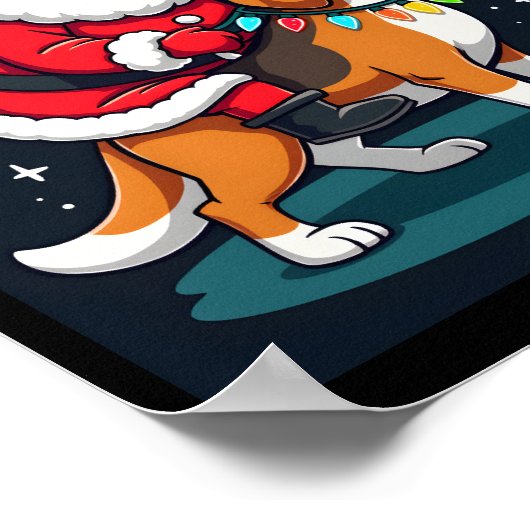 Beagle Xmas Lighting Santa Riding Beagle Dog Chris Poster (Hoek)