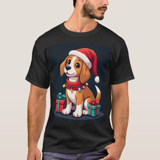 Beagle Xmas Verlichting Kerstman Beagle Hond Kerst T-shirt (Voorkant)