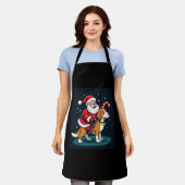 Beagle Xmas Verlichting Kerstman Ridend Beagle Hon Schort (Gedragen)