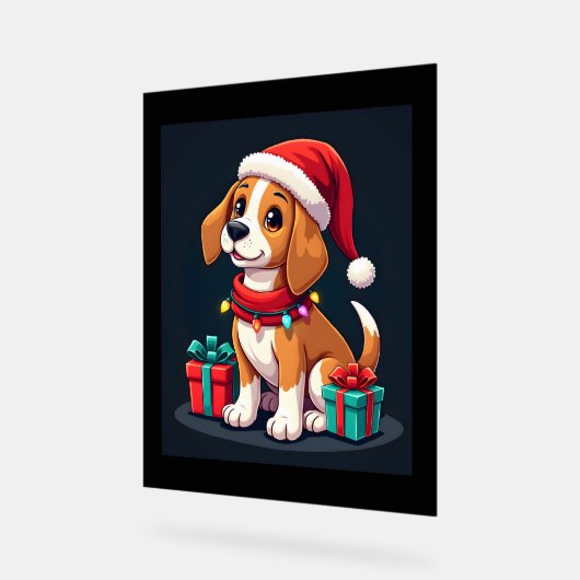 Beagle Xmas Verlichting Santa Beagle Dog Christmas Acryl Bord (Hoek)