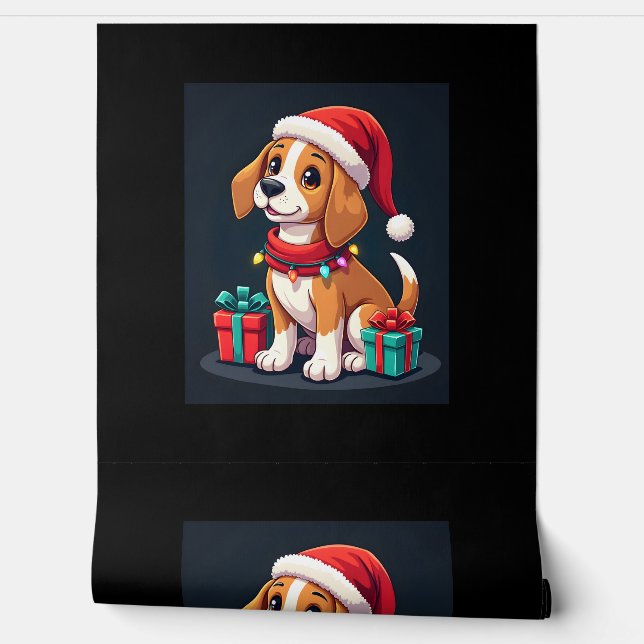 Beagle Xmas Verlichting Santa Beagle Dog Christmas Behang (Afrollen)