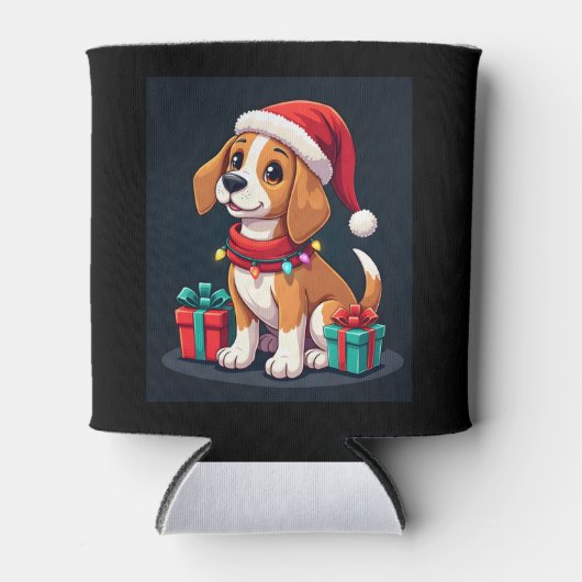 Beagle Xmas Verlichting Santa Beagle Dog Christmas Blikjeskoeler (Voorkant)
