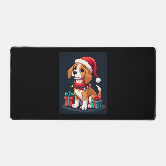 Beagle Xmas Verlichting Santa Beagle Dog Christmas Bureaumat (Voorkant)