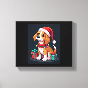 Beagle Xmas Verlichting Santa Beagle Dog Christmas Canvas Afdruk