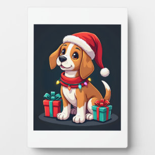 Beagle Xmas Verlichting Santa Beagle Dog Christmas Fotoplaat