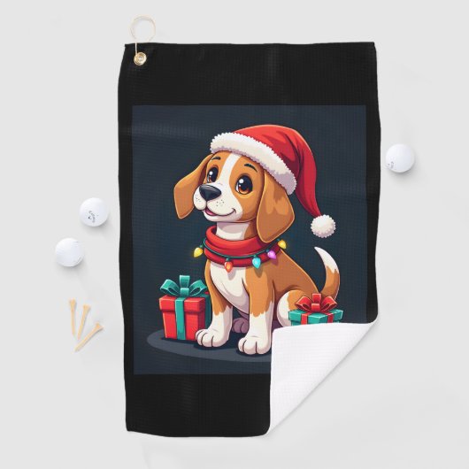 Beagle Xmas Verlichting Santa Beagle Dog Christmas Golfhanddoek (Insitu)