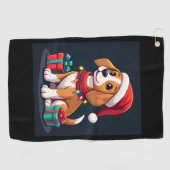 Beagle Xmas Verlichting Santa Beagle Dog Christmas Golfhanddoek (Horizontaal)