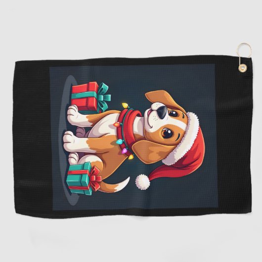 Beagle Xmas Verlichting Santa Beagle Dog Christmas Golfhanddoek (Horizontaal)
