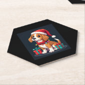 Beagle Xmas Verlichting Santa Beagle Dog Christmas Kartonnen Onderzetters (Schuin)