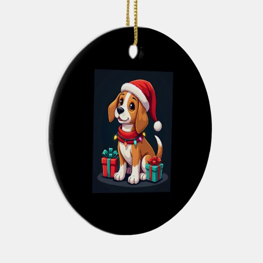 Beagle Xmas Verlichting Santa Beagle Dog Christmas Keramisch Ornament (Rechts)