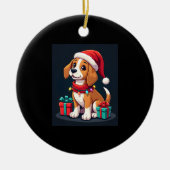 Beagle Xmas Verlichting Santa Beagle Dog Christmas Keramisch Ornament (Voorkant)