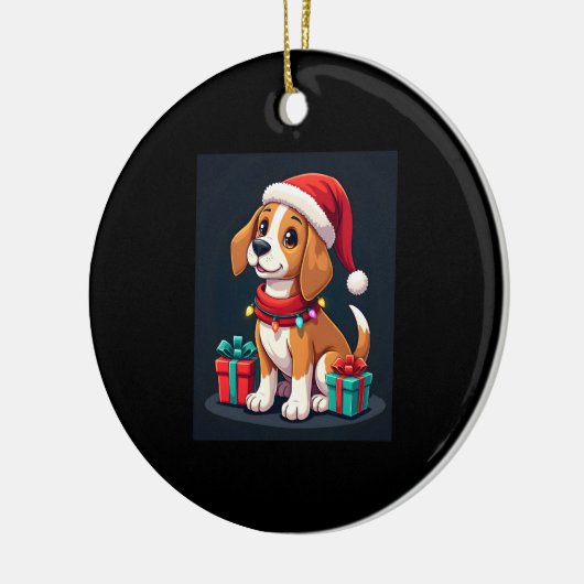 Beagle Xmas Verlichting Santa Beagle Dog Christmas Keramisch Ornament (Links)