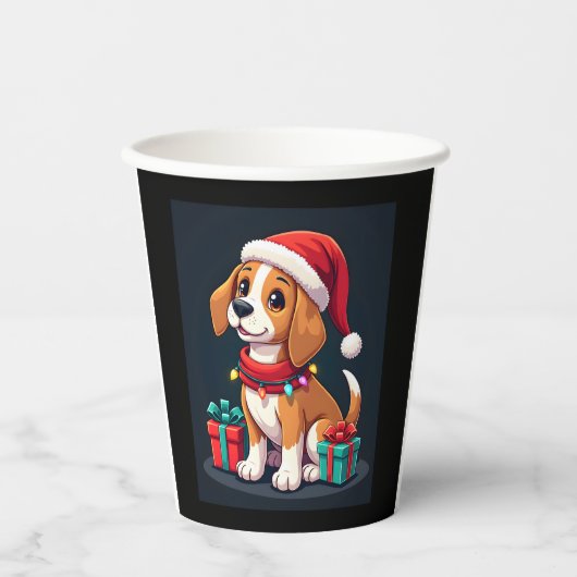 Beagle Xmas Verlichting Santa Beagle Dog Christmas Papieren Bekers (Voorkant)