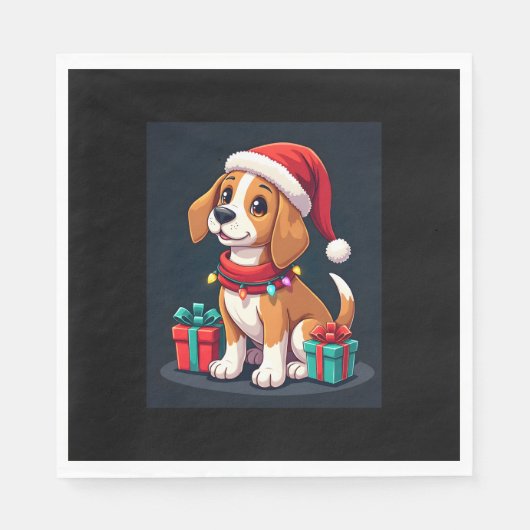 Beagle Xmas Verlichting Santa Beagle Dog Christmas Servet (Voorkant)