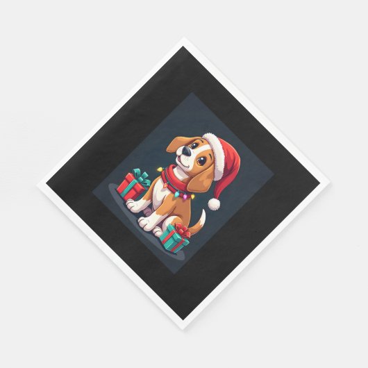 Beagle Xmas Verlichting Santa Beagle Dog Christmas Servet (Hoek)