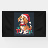 Beagle Xmas Verlichting Santa Beagle Dog Christmas Spandoek (Horizontaal)
