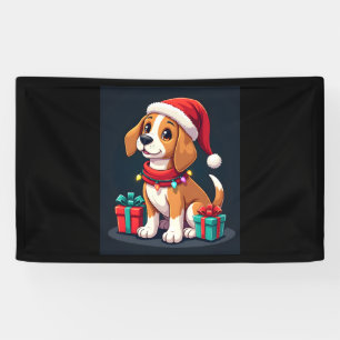 Beagle Xmas Verlichting Santa Beagle Dog Christmas Spandoek