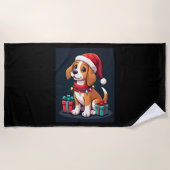 Beagle Xmas Verlichting Santa Beagle Dog Christmas Strandlaken (Voorkant)