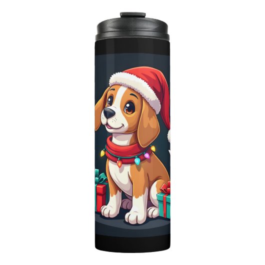 Beagle Xmas Verlichting Santa Beagle Dog Christmas Thermosbeker (Voorkant)