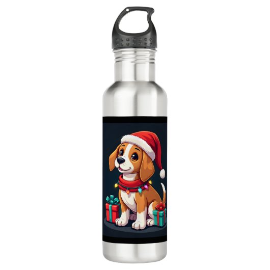 Beagle Xmas Verlichting Santa Beagle Dog Christmas Waterfles (Voorkant)