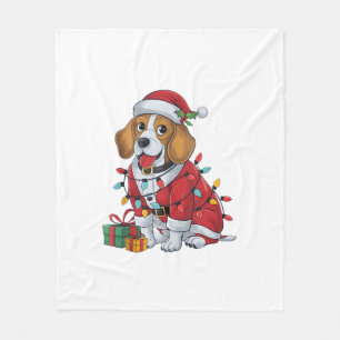 Beagle Xmas Verlichting Santa Beagle Dog Kerstmis Fleece Deken