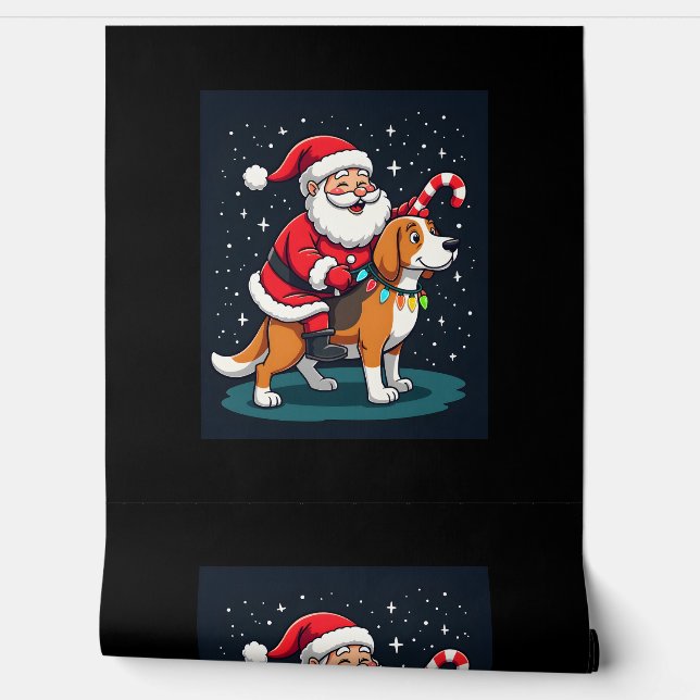 Beagle Xmas Verlichting Santa Riding Beagle Dog Ch Behang (Afrollen)